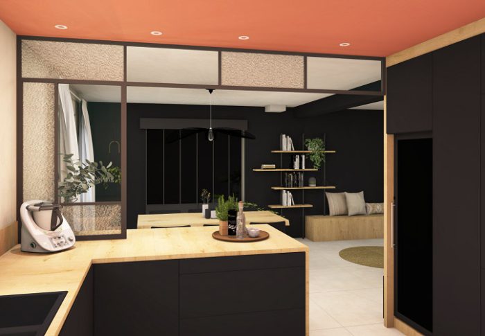 Projet PONSOT-Feuille 20 gaelle chaymol - design d’espace, architecture intérieure et décoration intérieure - conception de cuisine,mobilier sur mesure, choix mobilier et décoration, préconisation matériaux - maison complète - rénovation - chantier ain