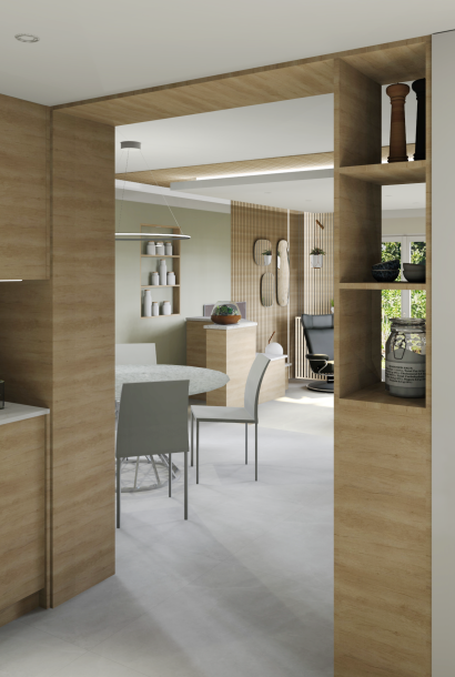 Projet SALERNO-Feuille 21 gaelle chaymol - design d’espace, architecture intérieure et décoration intérieure - conception de cuisine, mobilier sur mesure, choix mobilier et décoration, préconisation matériaux - chantier meyzieu